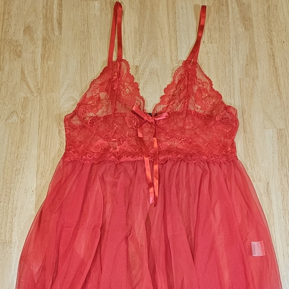 Red Lace Baby Doll Dress Set - Picture 2 of 15